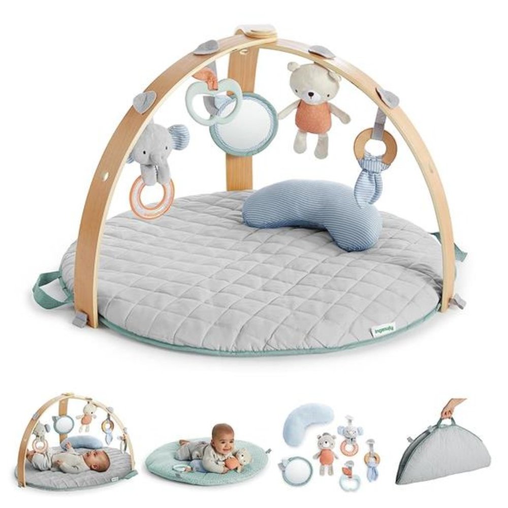 Cozy Spot Reversible Duvet Activity Gym & Play Mat with Wooden Bar - Loamy